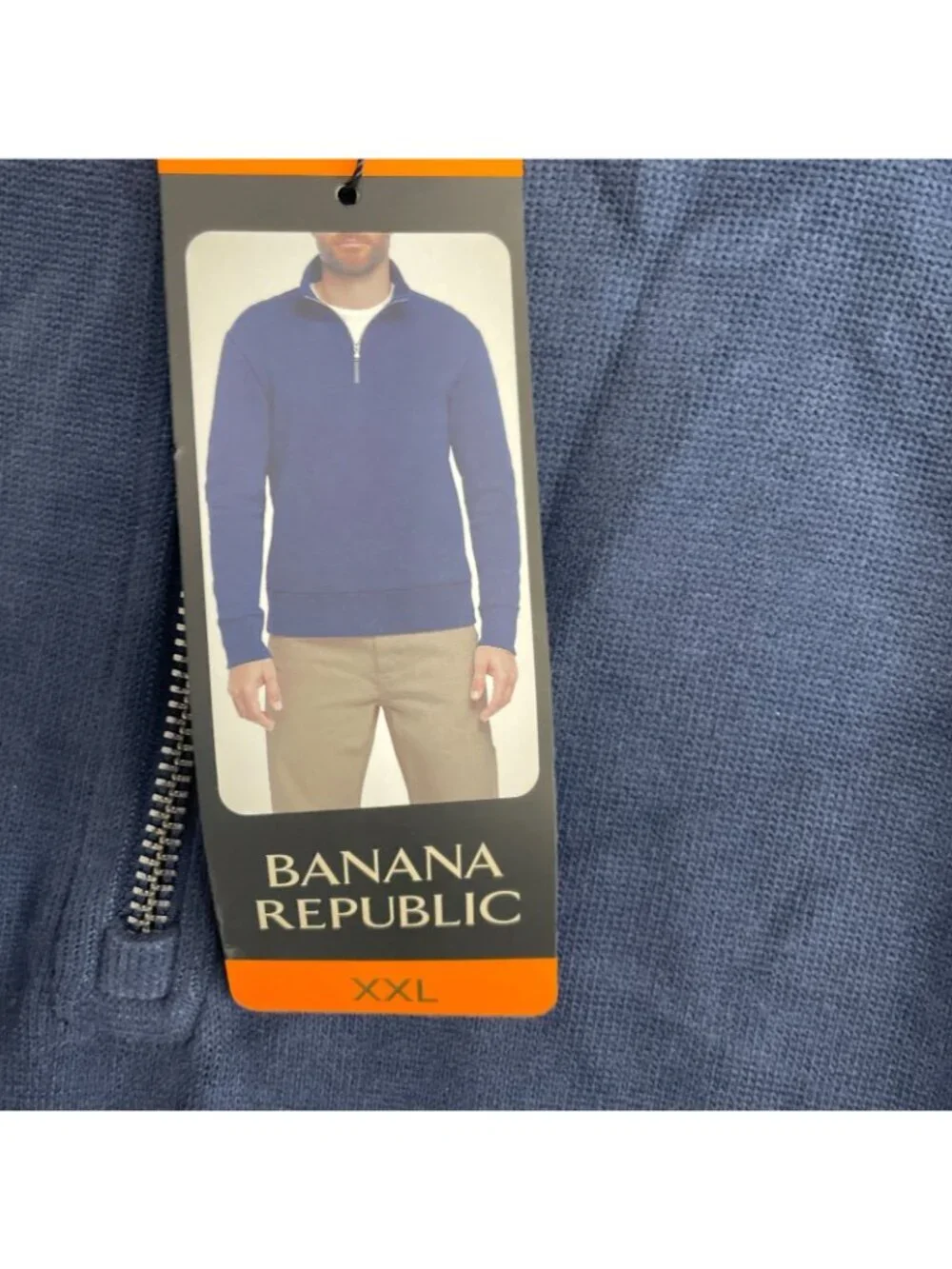 Banana Republic Men's XXL Navy Half-Zip Pullover Sweatshirt Cotton-Blend M1020